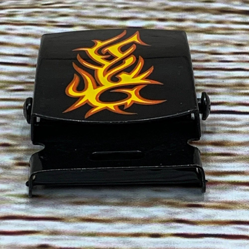 Tribal Flame Belt Buckle Black‎ Metal Flip Top Novelty Design